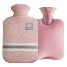 다이제 당그니 熱水 冷熱兩用保溫水袋 熱敷袋 + 針織保護套組 粉紅色, 1套