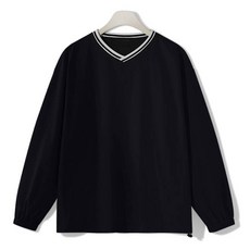 M.N.C 男女通用 彈性防風寬鬆版V領大學T MDMU464WS