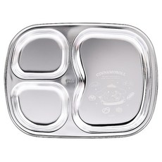 LiLFANT 幼兒日常用3格大耳狗全不鏽鋼點心餐盤, 單一顏色, 1個, 單品