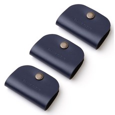 블랑플뢰르 소가죽 라운드 전선 이어폰 홀더, 네이비, 3개