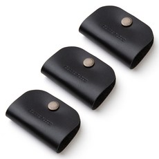 BLANC FLEUR 牛皮圓形電線耳機收納夾, 單品, 3個, 黑色