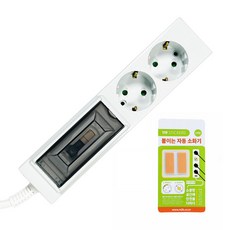 고용량 배선 멀티탭 2구 + 화재예방 스티커 세트, 화이트, 1세트, 5m