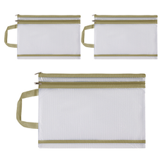 Misoroun 手提文件收納袋 雙拉鍊款 33 x 24 cm, 卡其色, 3個