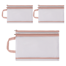 Misoroun 手提文件收納袋 雙拉鍊款 33 x 24 cm, 粉紅色, 3個