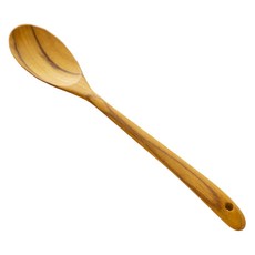 스와하 코팅을 하지 않은 티크원목 볶음용 스푼, 원목, 1개