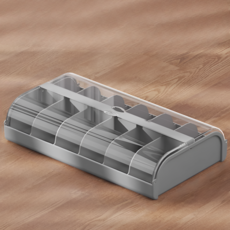 內衣收納盒 襪子隔板 12格透明整理盒, 1個, 灰色