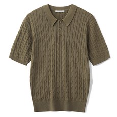 M.N.C 男士麻花翻領短袖針織衫 MDBT777WS