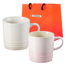 LE CREUSET 卡布奇諾馬克杯 200ml 2款 + 購物袋組合, 1套, 貝殼粉, 蛋白霜