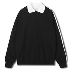 일루소 WD 배색카라 두줄 무지 오버핏 맨투맨