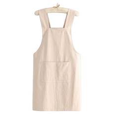 雷歐賓斯 典雅日常扭結棉質毛圈圍裙, 燕麥色