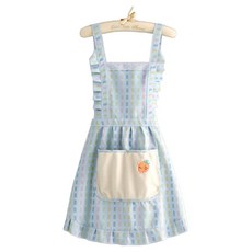 Leovince 典雅現代帆布吊帶圍裙 胡蘿蔔, 藍色