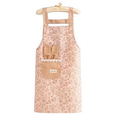 Leovince 典雅時尚帆布吊帶圍裙 花朵兔子, 粉紅色