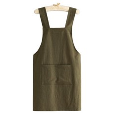 雷歐賓斯 典雅日常扭結棉質毛圈圍裙, 綠色