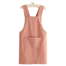 雷歐賓斯 典雅日常扭結棉質毛圈圍裙, 粉紅色