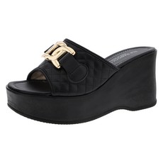 dangolunni 女用增高厚底楔型跟鏈條裝飾辦公室拖鞋 Andante 9cm