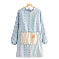 Leovince 典雅現代帆布長袖圍裙 胡蘿蔔, 藍色