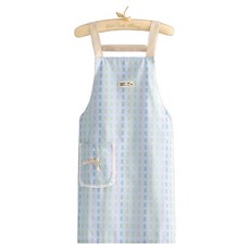 Leobins 典雅摩登帆布吊帶蝴蝶結圍裙, 藍色