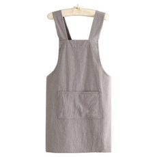 雷歐賓斯 典雅日常扭結棉質毛圈圍裙, 深灰色