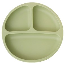 Peripia 兒童用 Coco 矽膠吸附餐盤, 暖草綠色, 1個