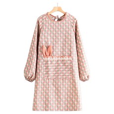 Leovince 典雅基本款長袖圍裙, 粉紅色