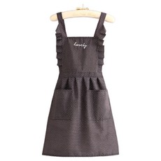 Leovince 簡約素雅帆布吊帶圍裙, 黑色圓點