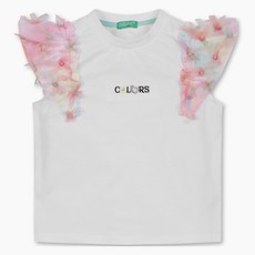 베네통키즈 여아용 오로라 샤 프릴 티셔츠 QATS32431