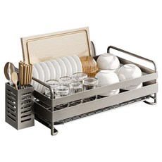 요고모지 304 스테인레스 식기건조대 본체 + 수저통 + 도마거치대 세트, 1세트, 1단