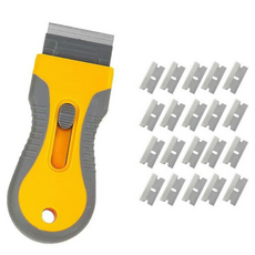 電磁爐刮刀+刀片 21入組, 黃色, 1組