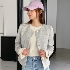 VAN AKE 女款外口袋粗花呢夾克