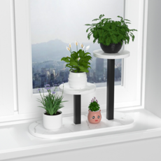 B2WIN 迷你三層花盆架, 1個, 白色 + 黑色