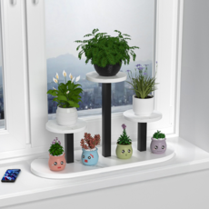 B2WIN 迷你4層花盆架, 白色 + 黑色, 1個