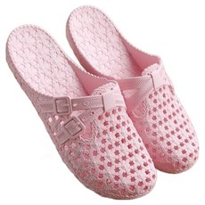 Monde Spot 花朵孔洞透氣浴室防滑包頭居家拖鞋 YN006, 粉紅色, 1個