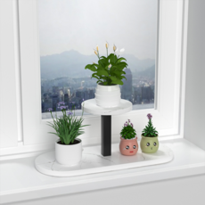 B2WIN 迷你雙層花盆架, 白色 + 黑色, 1個