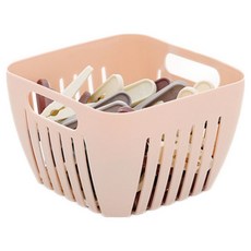 Taminayo 曬衣夾 24入 + 收納籃套組 隨機出貨, 1套, 北歐粉(收納籃)