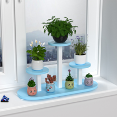 비투윈 미니 화분받침 4단, 블루 + 화이트, 1개