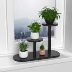 B2WIN 迷你三層花盆架, 1個, 黑色 + 黑色