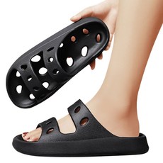 Mondespot 浴室飾品孔排水居家拖鞋 YN010, 黑色, 1個