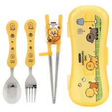 LiLFANT 春植Xslim Kinder不鏽鋼筷勺叉餐具組, 1組, 輔助筷+湯匙+叉子+盒, 混色