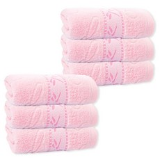 Woni's 蜻蜓純棉美容毛巾 100g, 6個, 粉紅色