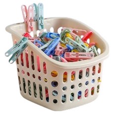 Taminayo 多用途曬衣夾 40入 + 籃子組合, 1套, 混合色(籃子), 隨機出貨(夾子)