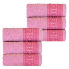 Woni's 獨特棉紗洗臉毛巾 100g, 6個, 2 粉紅色