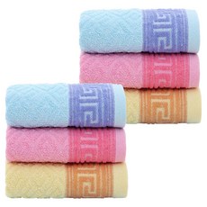 Woni家獨特洗臉毛巾3款x2入套組 100g棉紗, 1套, 混合色