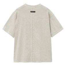 MOZMOZ 男女通用後開衩寬鬆版色染短袖T恤, 米色