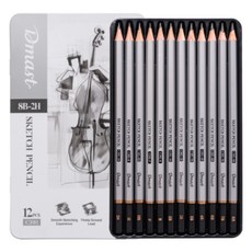 迪馬斯特 專業美術鉛筆12入 + 鐵盒套組, 1個, 黑色(12種)
