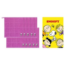 송월타월 스누피 왕리본 36 핸드타올 + 케이스, 보라, 10개