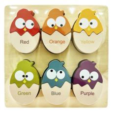 彩色立方 木製蛋形小鳥顏色分類認知 配對拼圖 Set 3歲以上, 1組, 12片
