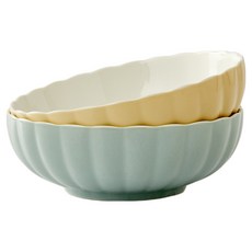 Modern House 花卉大麵碗2件組 D20, 1套, 薄荷綠, 黃色