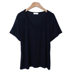 시크블랙 여성용 우아어 잔골지 유넥 반팔 티셔츠 cpt16296k52