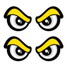 뭉키데코 고휘도 안전거리유지 반사스티커 소형 힘찬 눈 02, 혼합색상, 2세트