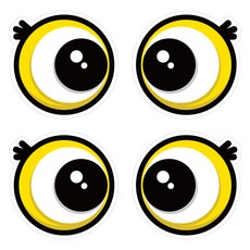 Mungkiwoldeu 維持安全車距反光貼紙 小型 大眼睛 003, 2套, 混合顏色